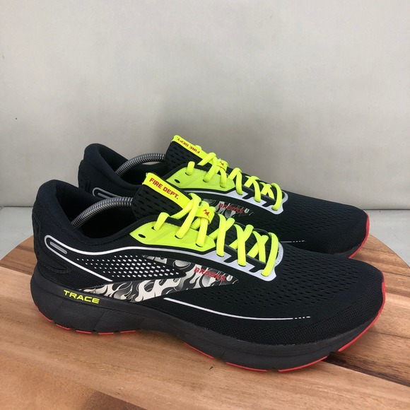 Brooks Other - Brooks Trace 2 Fire Dept Black Neon Yellow Running Shoes 1103881D011 Men Size 12